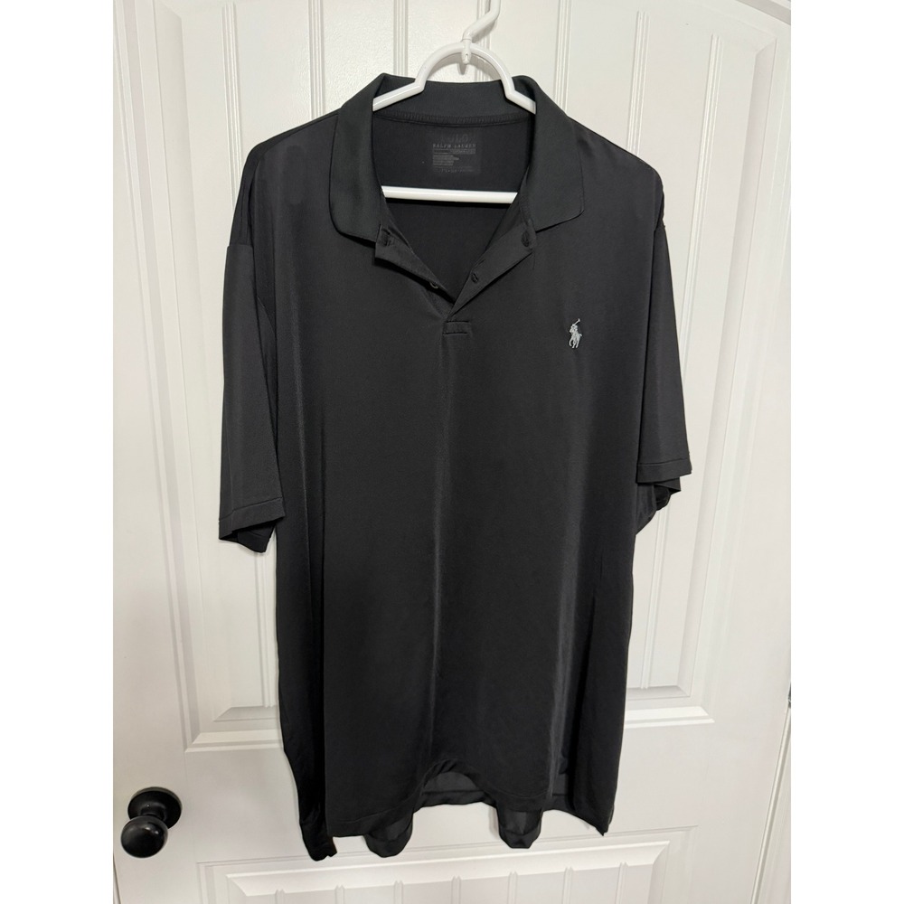 Polo Ralph Lauren Performance Polo Shirt Mens XL Black Short Sleeve Stretch EUC